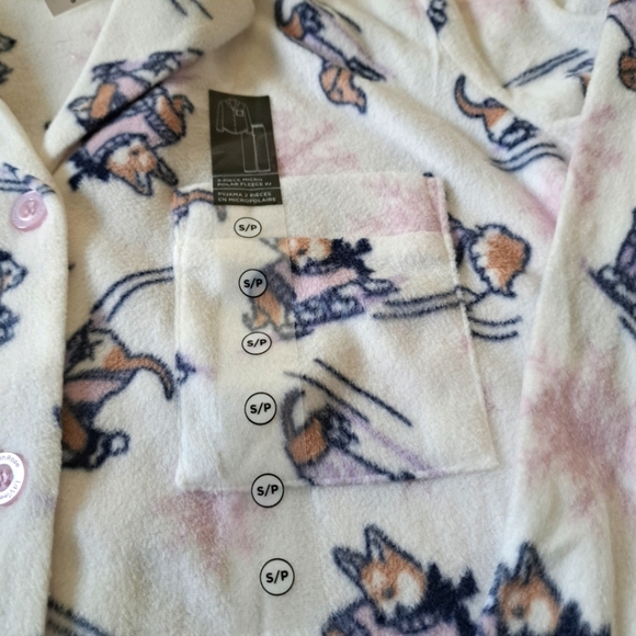 New! La Vie En Rose Pajama Set Fleece 2PC PJ's Women's Size Small Dogs Top Pants - Picture 4 of 10